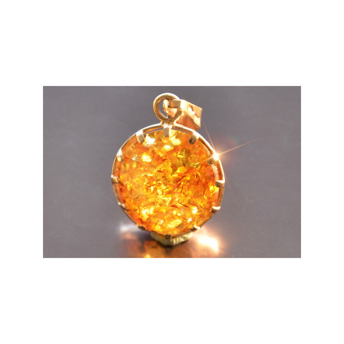 "Genuine Amber Pendant in 14K Vintage Rose Gold" vpab001 vpab001